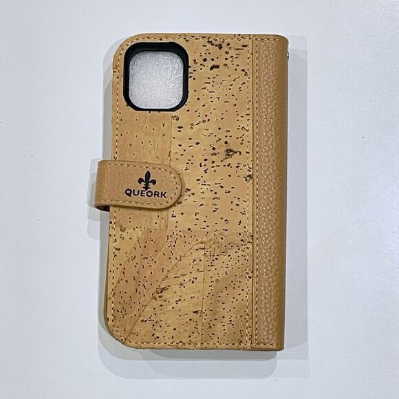 NEW Queork iPhone 11 6.1 Wallet Cell Phone Case Cork Folio Vegan Leather Magnet - Picture 2 of 10